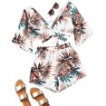 thumbnail image 3 of Borke Women's 2 Piece Boho Butterfly Sleeve Knot Front Crop Top with Shorts Set, 3 of 6
