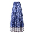 thumbnail image 3 of LEEy-world Pleated Skirts For Women Women's Poplin Smocked Waist Skirt Blue,L, 3 of 5