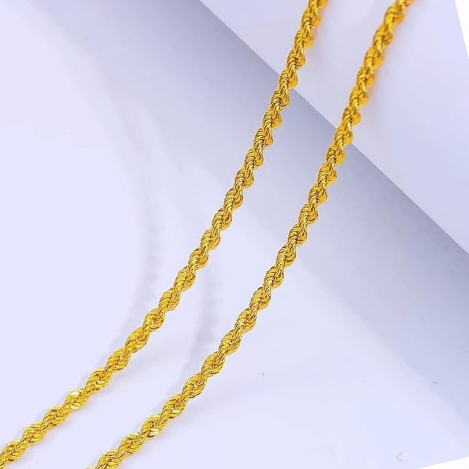 14K Solid Yellow Gold Twisted Rope Chain Necklace, Diamond Cut Classic Chain, 1.5mm,2mm,3.2mm and 4.2mm Gift for Men & Women (Available in 16 to 36 Inch Lengths)