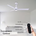 thumbnail image 4 of Matthews Fan Company AKLK-MWH-MWH-56 Alessandra 56” Matte White Ceiling Fan with 3 Blades, Integrated LED Light Kit, Remote Control, Indoor/Outdoor Wet Rated, 4 of 6