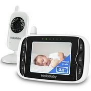 HelloBaby  Video Baby Monitor-HB39 with 2.4GHz pigital wireless video baby monitor camera and audio - 10 hours battery life, 1000ft away, 3.2" LCD HD LCD display, no WiFi required No APP Two-way audio