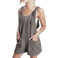 thumbnail image 2 of ZACPNCV Girls Overall Shorts Sleeveless Jumpsuits Cotton Linen Short Overalls Teen Girls Shortalls Adjustable Straps Romper Coffee 11-12 Years, 2 of 7
