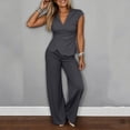 thumbnail image 6 of Gealkoca Pant Suits for Women Dressy 2 Piece Business Casual Outfits Vest and Elastic Waist Straight Leg Pants Set for Office Work Casual Matching Set, 6 of 6