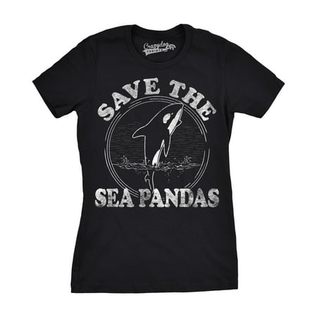 Crazy Panda - Womens Save The Sea Pandas Funny Whale Orca Dolphin Ocean Life T shirt