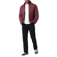 thumbnail image 2 of INSPIRE CHIC Men's Winter Solid Color Stand Collar Zipper Quilted Puffer Jacket L Burgundy, 2 of 6