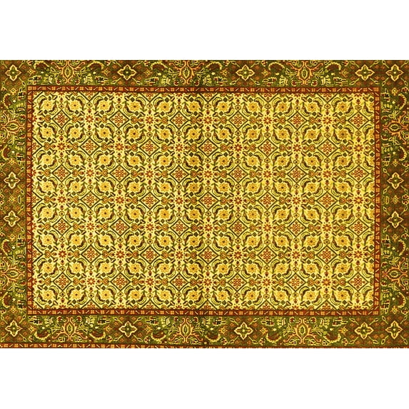 Ahgly Company Indoor Rectangle Persian Yellow Traditional Area Rugs, 5' x 8'