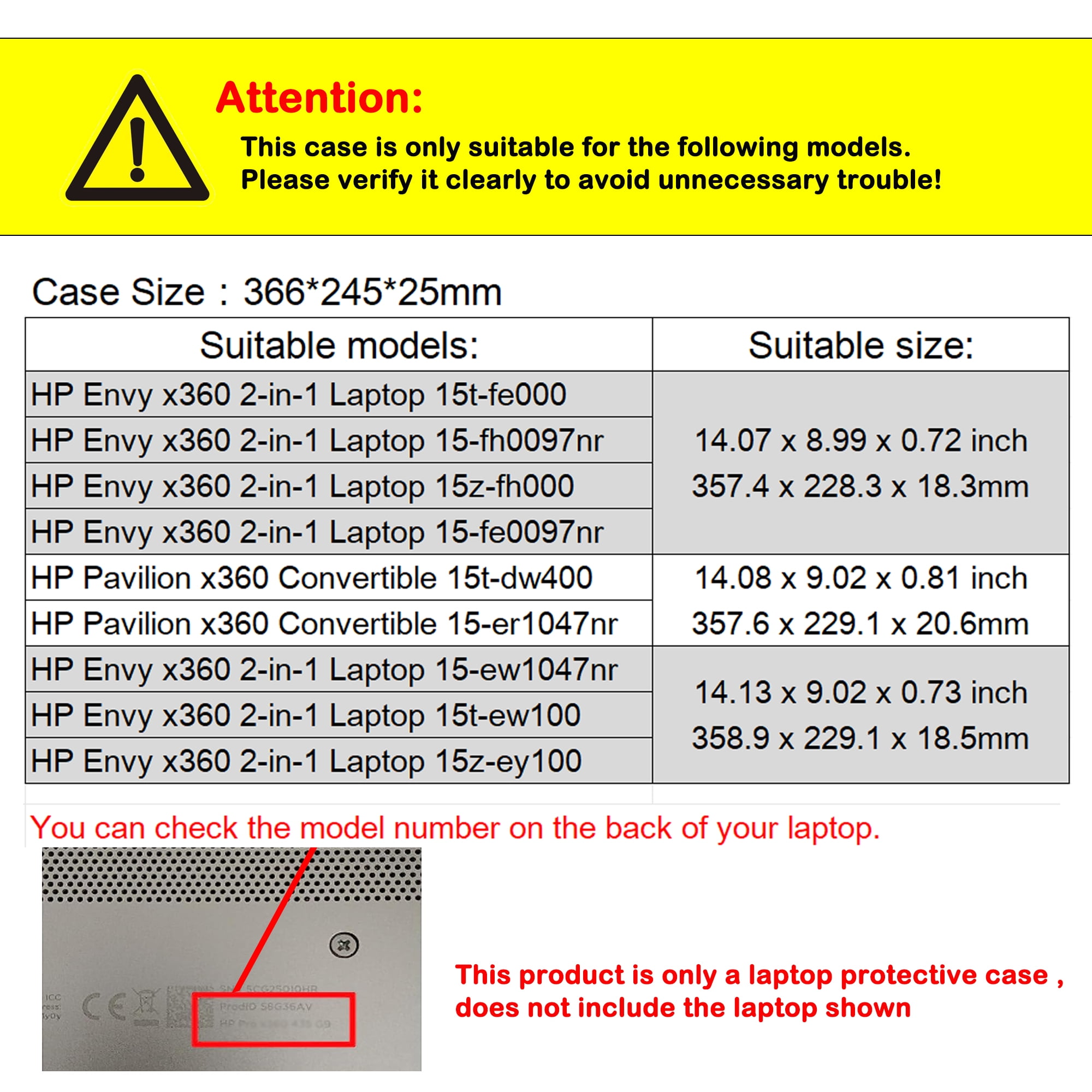 Cover Case for 15.6'' HP Envy x360 2-in-1 Laptop 15t-fe 15-fh 15z-fh 15-fe 15-ew 15t-ew 15z-ey & HP Pavilion x360 Convertible 15t-dw 15-er,PU leather Protective Shell Laptop Bag