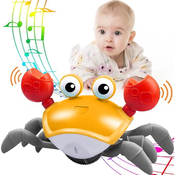 Crawling Crab Baby Toy with Music and LED Light,Tummy Time Toys Will