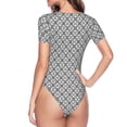 thumbnail image 4 of Naloa Gray Plaid Women's Short-Sleeved Onesie, One-Piece Swimsuit for Parties, dates, clubs - Small, 4 of 9