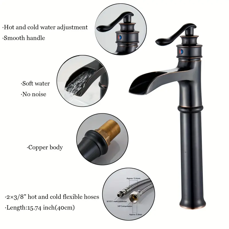 Oil Rubbed Bronze Bathroom Sink Faucet Single Handle Vessel Mixer Tap With Drain