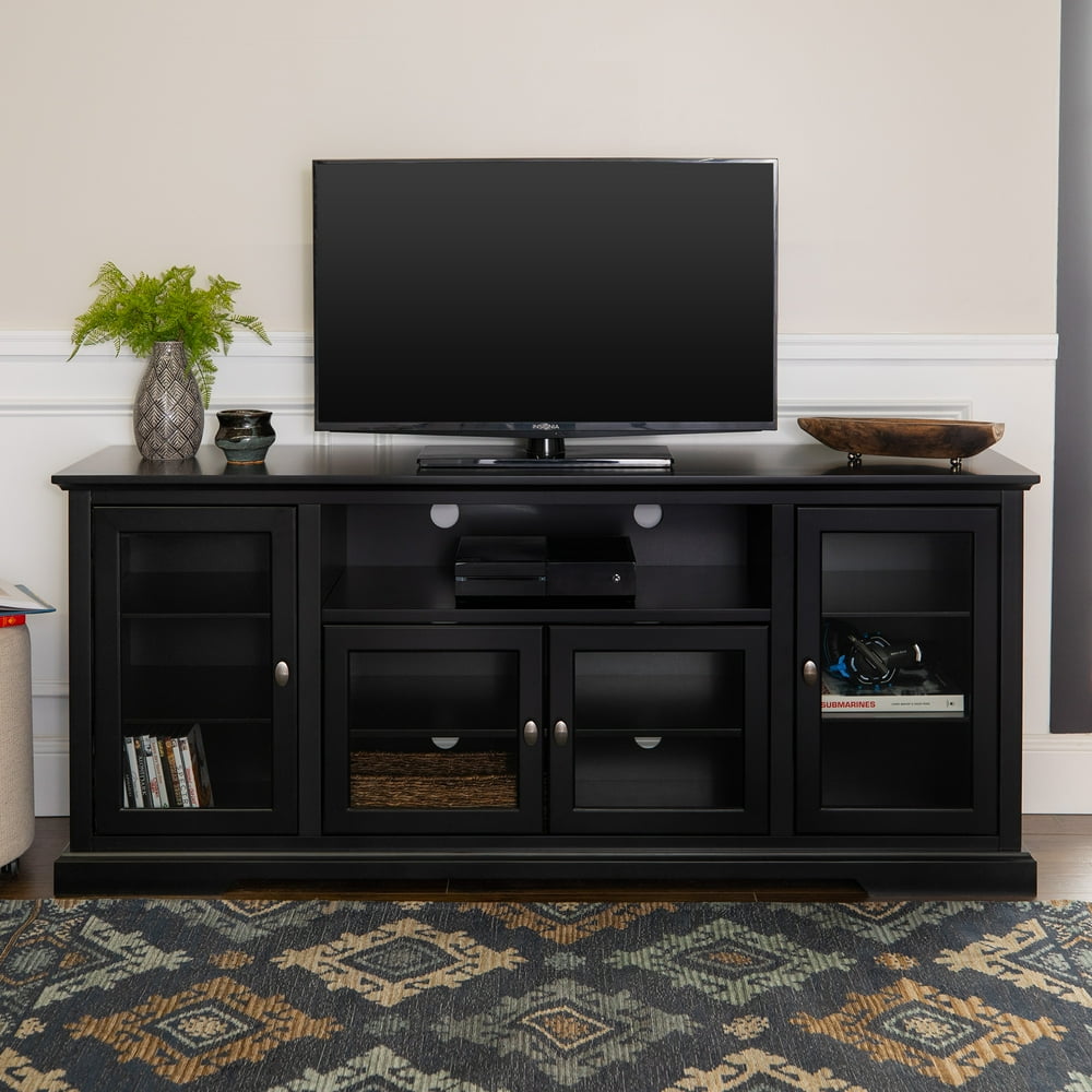 Walker Edison Contemporary Tall TV Stand for TVs up to 78", Black