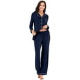 thumbnail image 3 of Conjunto de pijama para mujer Ropa de dormir de manga larga súper suave Ropa de dormir con botones para mujer Conjunto de pijama de salón Adepaton CJWUS-4076, 3 of 6