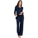 thumbnail image 3 of Conjunto de pijama para mujer Ropa de dormir de manga larga súper suave Ropa de dormir con botones para mujer Conjunto de pijama de salón Adepaton CJWUS-4076, 3 of 6