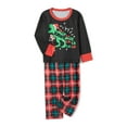 thumbnail image 3 of Michellecmm Family Matching Christmas Pajamas, LetterDinosaur Print Long-Sleeved Round Neck Tops + Plaid Pattern Trousers Sleepwear, 3 of 10