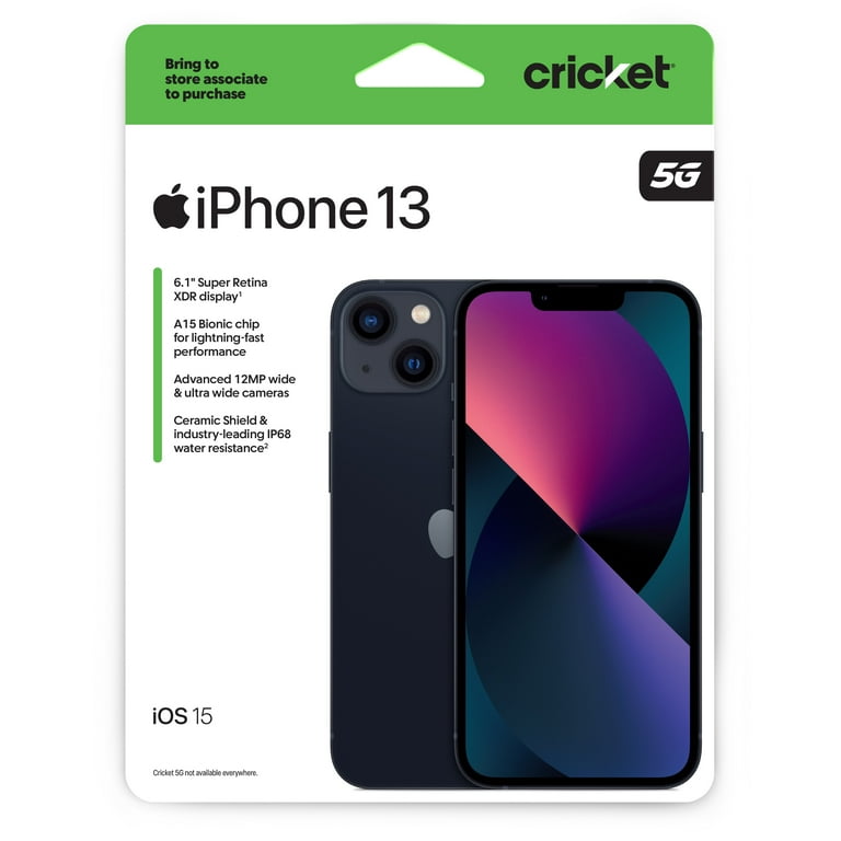 Cricket Wireless Apple iPhone 13 8GB RAM (Prepaid), Midnight