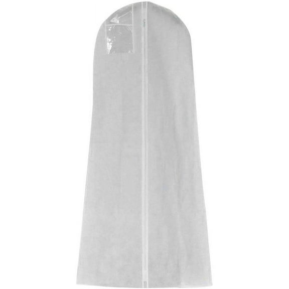 Garment Bag for Wedding Dress, Full Zipper Dust Cover, Breathable Non-woven Fabric, Transparent Clothes Storage, Economical and Durable Protection (White)