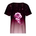 thumbnail image 5 of Dyegold Summer Tops for Women 2023, Short Sleeve Henley Shirts Summer Tops for Women 2023 Trendy Rose Print Gradient Crewneck ​Blouses Casual Loose Tunics, 5 of 5