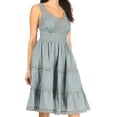 thumbnail image 3 of Sakkas Presta Roman Sleeveless Lined Tank Top Dress With Emrboidery Lace Design - Grey - 2X, 3 of 5