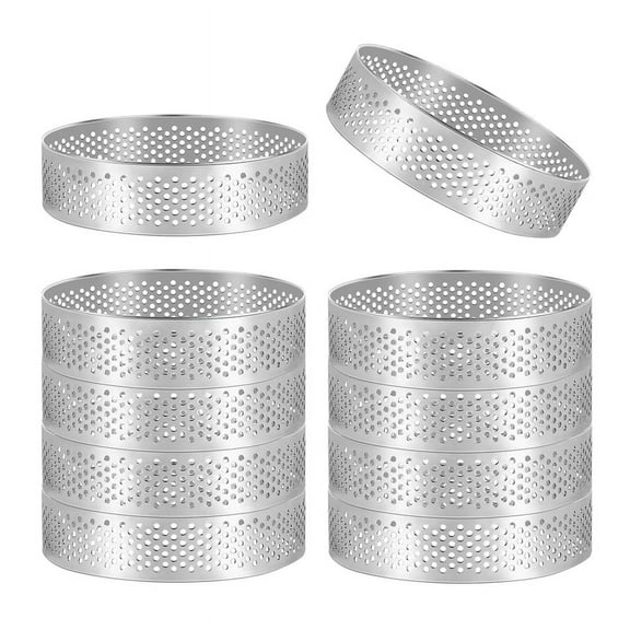 15 Pack Stainless Steel Tart Ring, Heat- Perforated Cake Mousse Ring, Round Ring