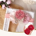 thumbnail image 5 of Chiffon Flowers Rhinestone Pearl Sewing Fabric Flowers Artificial Appliques Embellishments Red, 5 of 7