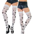 thumbnail image 3 of ToBeInStyle Women's Cow Spot Print Thigh High - White/Black - One Size, 3 of 7