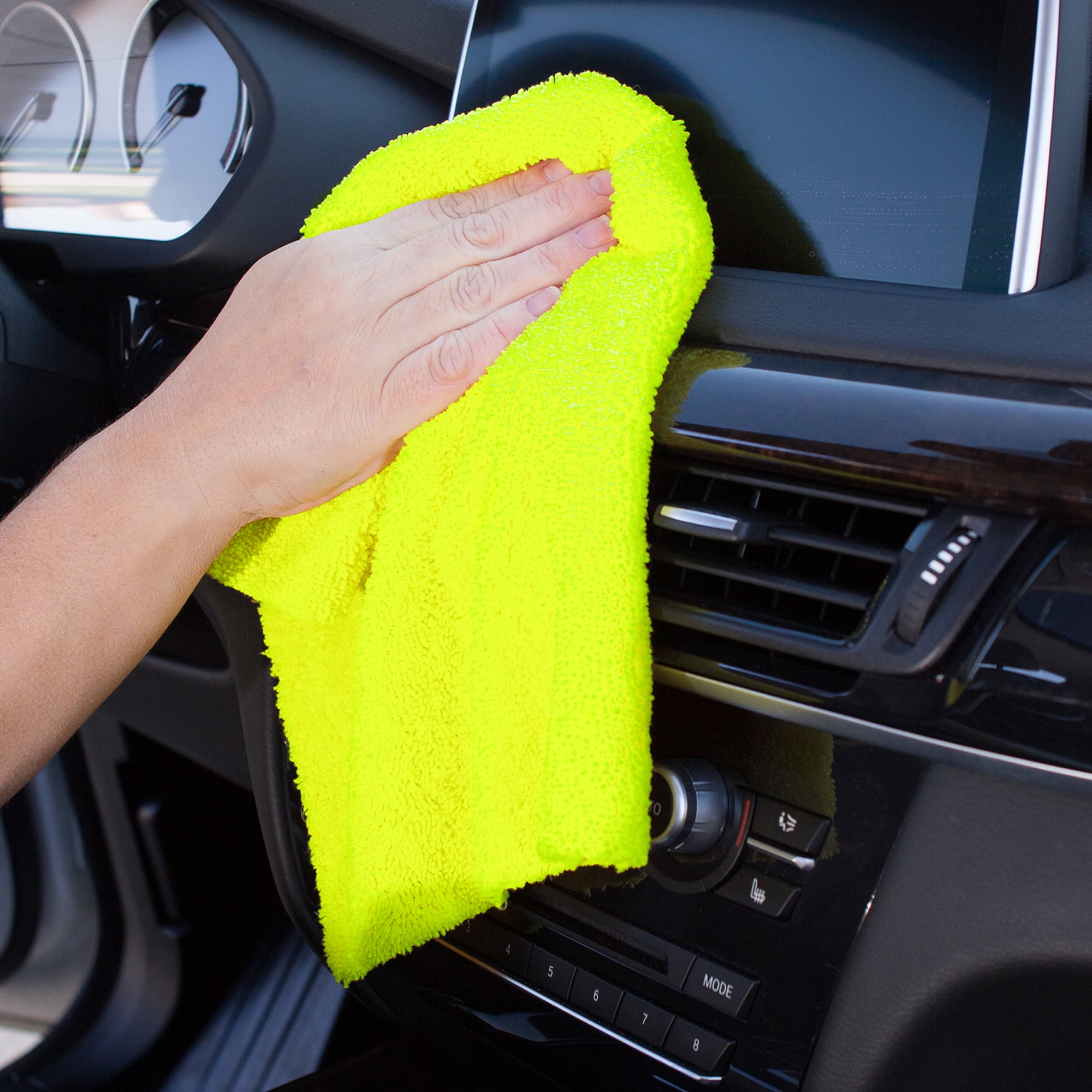 Auto Drive Microfiber Multi-Purpose Cleaning Towels 10 Pack, Neon Yellow
