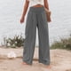 thumbnail image 4 of Pantalones cómodos y fluidos de lino con pierna ancha para mujer: cintura alta, palazzo holgado, pantalones de playa con bolsillos, color liso, estilo informal y elegante, 4 of 7