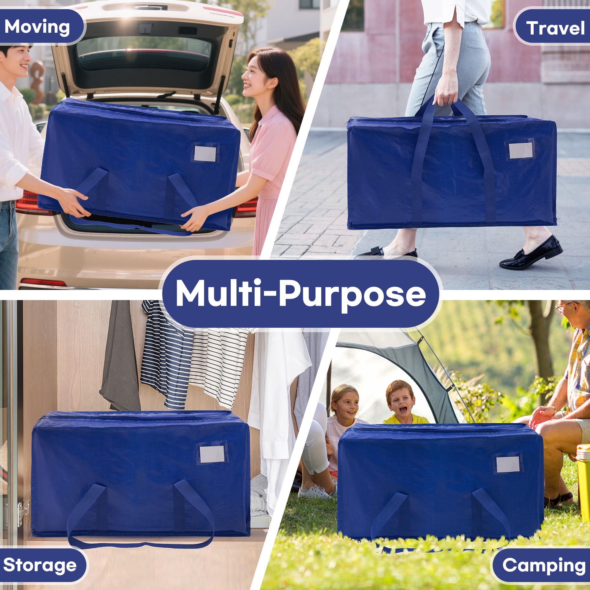 YESGAIN Heavy Duty Moving Bags, Large Storage Totes, Strong Zipper, Comfortable Handles, for Clothes, College Supplies and Home Organization