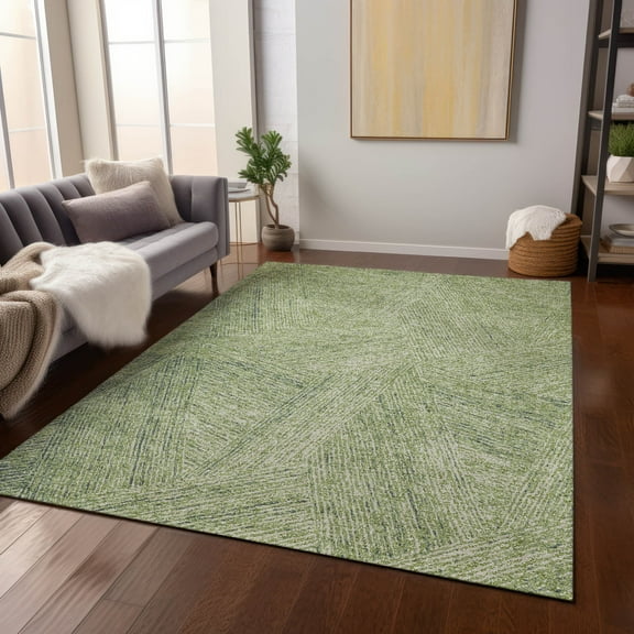 Addison Rugs Chantille Indoor/Outdoor Transitional Lines Aloe Washable Rectangle Rug, 10' x 14'
