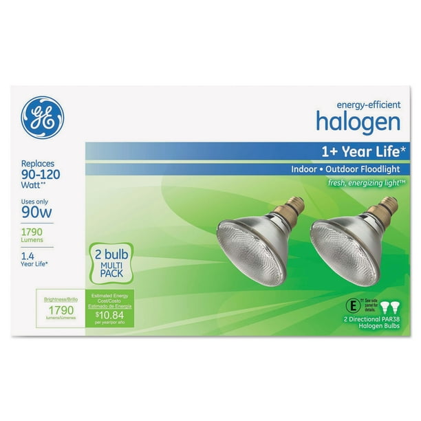 GE 90W PAR38 Halogen Outdoor Floodlight, 2pack