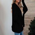 thumbnail image 4 of Aobny Dressy Sweaters for Women Chenille Black V-Neck Solid Long Sleeve with Pocket Cardigan Ladies Sweaters Fall, 4 of 8