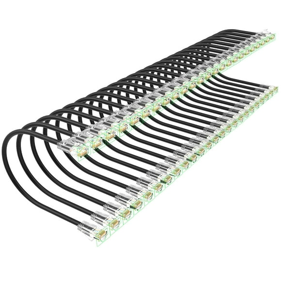 Cables de conexión Xcftaud Cat 6 de 0,15 m (paquete de 24) 10 Gbps 550 Mhz