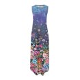 thumbnail image 5 of SMihono Robe Maxi Bohème d'Été pour Femmes Grande Taille Robe Longue Imprimée Sans Manches Col Rond Robe de Plage, 5 of 5