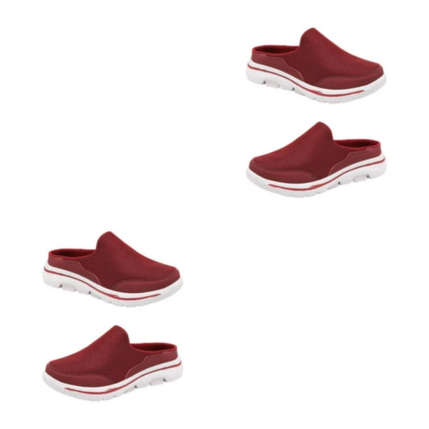 Zapatillas de malla portátiles Sonducket para mujer zapatillas de tacón plano transpirables suela de EVA Rojo talla 42 2Conjunto