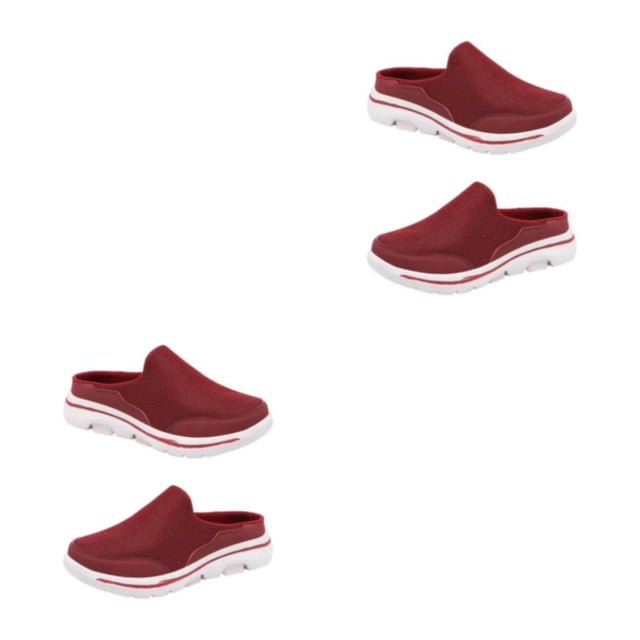 Zapatillas de malla portátiles Sonducket para mujer zapatillas de tacón plano transpirables suela de EVA Rojo talla 42 2Conjunto