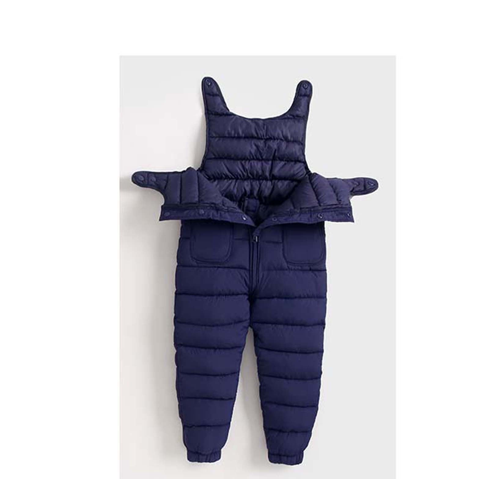 JSGEK Baby Boys Winter Snowsuit Bib Overall Thick Warm Quilted Down Jumpsuit Outwear Toddler Kids One-Piece Snow Navy 5 Years