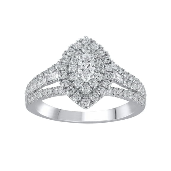 Brilliance Fine Jewelry Composite Lab Grown Diamond Engagement Women Ring 1 CT 925 Sterling Silver