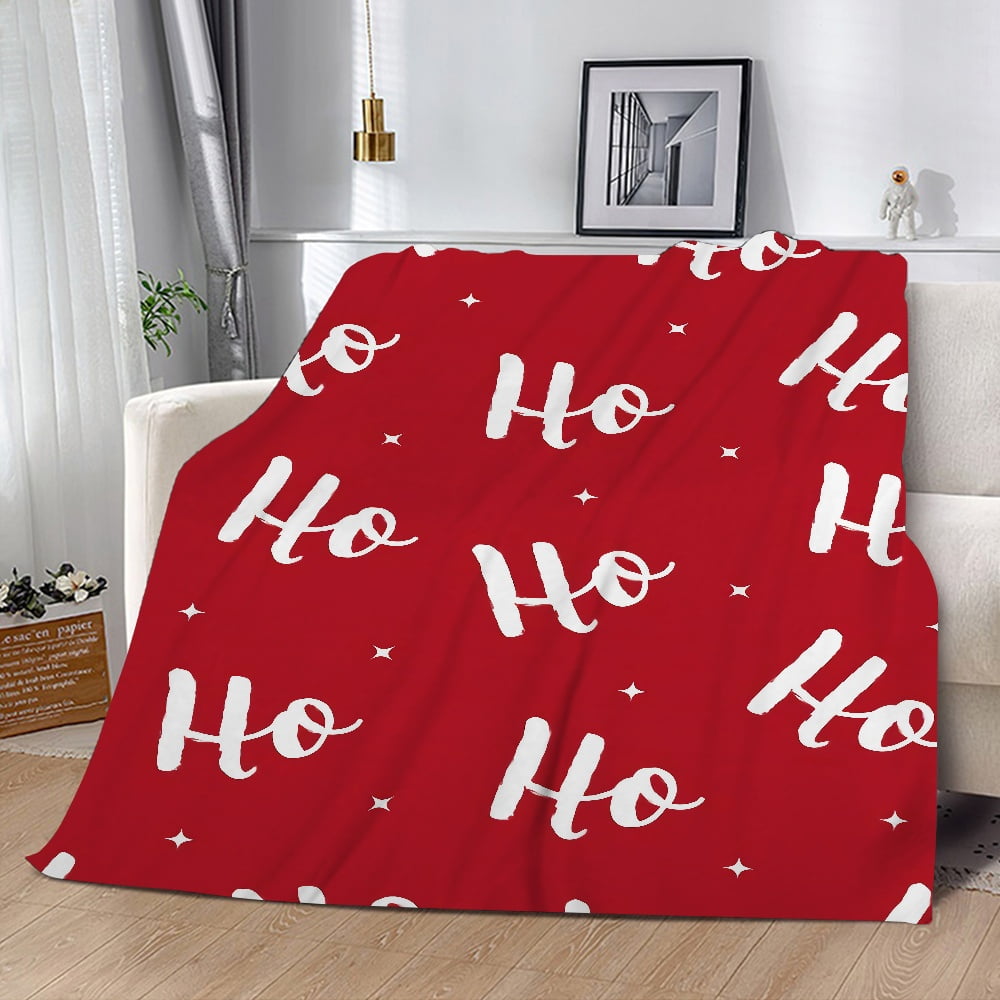 Christmas Throw Blanket HO HO HO Printed Soft Flannel Blanket Machine