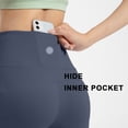 thumbnail image 4 of Pantalones de yoga acampanados para mujer, pantalones de cintura alta con realce de glúteos y pierna ancha, pantalones deportivos de fitness Micro Lama - azul oscuro 625, 4 of 5