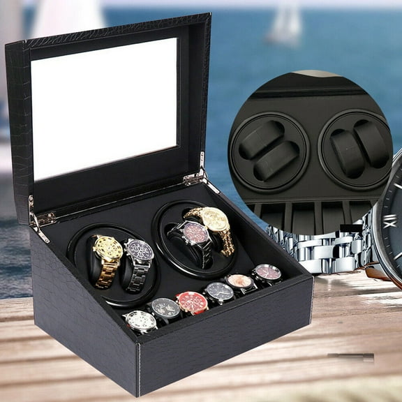 DENEST Automatic Watch Winder, Quiet Motor 4 Watch Winding Display 6 slots Watch Pillow