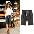 thumbnail image 2 of Bovxnpu Girls Athletic Shorts Toddler Sports Shorts Kids Gym Running Short Cotton Linen Shorts With Drawstring Elastic Waist Summer Shorts, 2 of 8