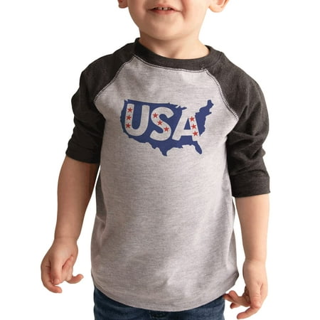 

7 ate 9 Apparel Kids Patriotic 4th of July Shirt - USA Map Stars Grey Shirt 6 Months