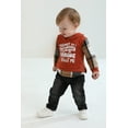 thumbnail image 3 of 2T Baby Boys Clothes 3T Boys Fall Winter Pant Set Toddler Boys Long Sleeve Letter Print Hooded Top Jeans Pants 2PCS Outfits Set Brown, 3 of 10