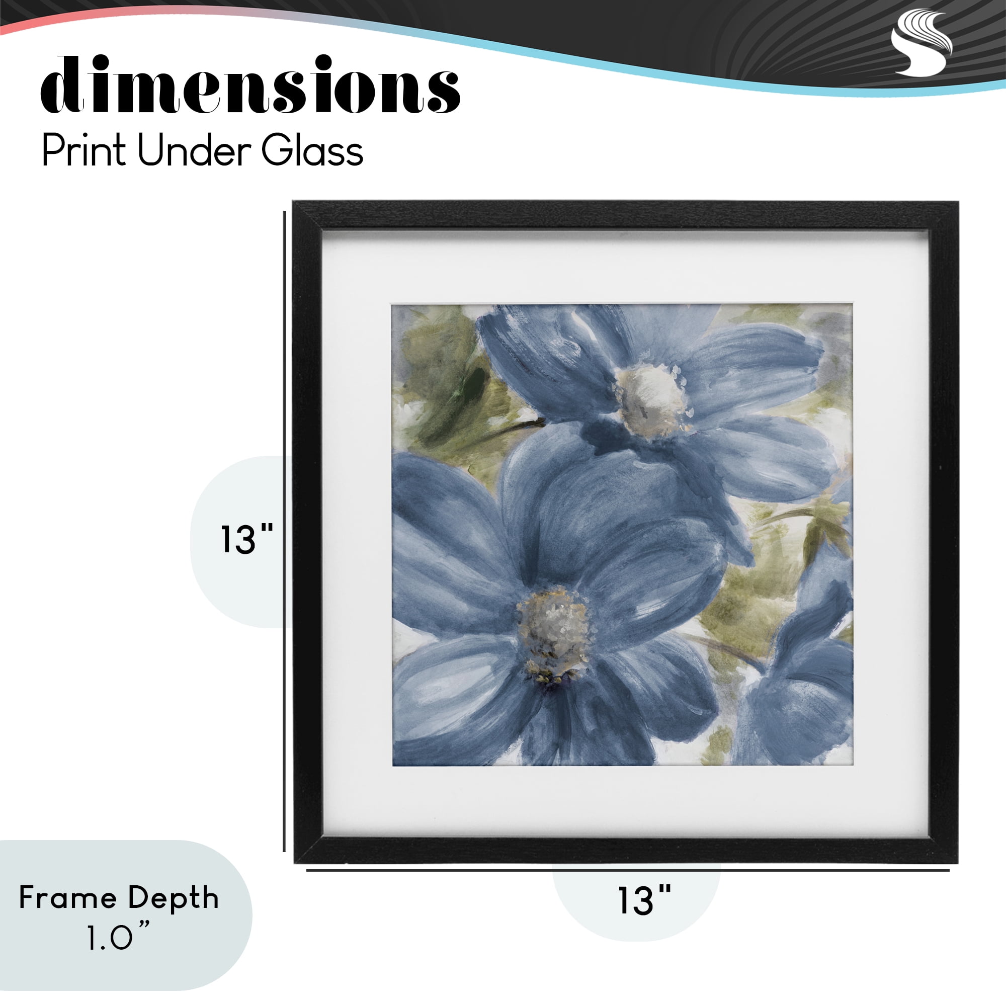 Stupell Industries Walk In Beauty Blue Flowers Black Framed Print Under Glass, design by Lanie Loreth