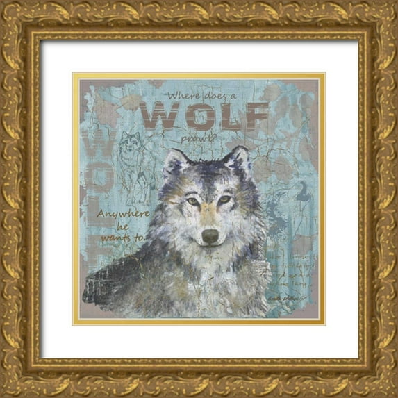 Phillips, Anita 20x20 Gold Ornate Wood Framed with Double Matting Museum Art Print Titled - Where Does a Wolf Prowl