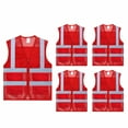 thumbnail image 1 of TOPTIE Lot de 5 Gilets de Bénévoles Unisexes de Sécurité Réfléchissants pour Course à Pied Cyclisme en Maille avec Poches-Rouge-G, 1 of 7