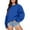 Blue, variant on Hoodie Women Plus Size Fall Winter Loose Fit Crew Neck Long Sleeve Bubble One Shoulder Zipperless Plain Raglan Ribbed Knit Top Pullovers(Black,L)