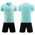thumbnail image 2 of Vornjynx Boys Outfit Sets 2 Piece Graphic Crew Neck T-Shirt and Shorts Kids Summer Football Outdoor Activewear Blue Size 11, 2 of 6