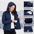 thumbnail image 6 of Women's Hooded Puffer Coat Lightweight Warm Puffy Quilted Winter Jacket for Cold Weather, Navy, 6 of 8