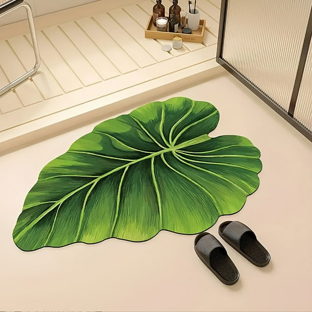 Decoración del hogar, cojines para los pies, tapetes, alfombras de baño, tapetes de baño con hojas, tapetes de tierra de diatomeas para el hogar, tapetes de baño antideslizantes, suaves y fáciles de c